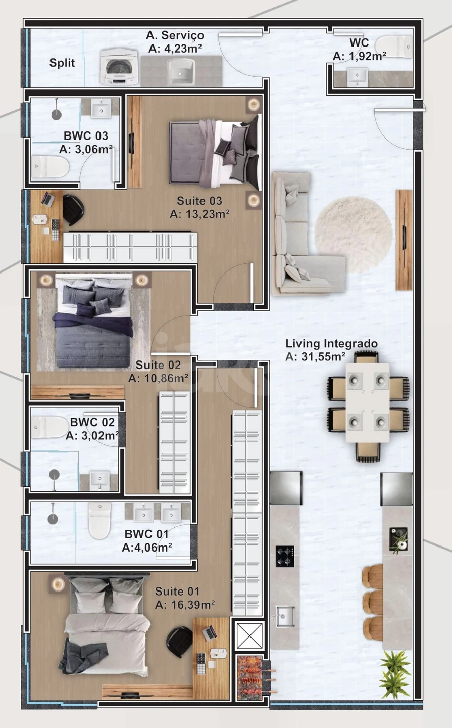 Planta — Apartamento 109,21 m²