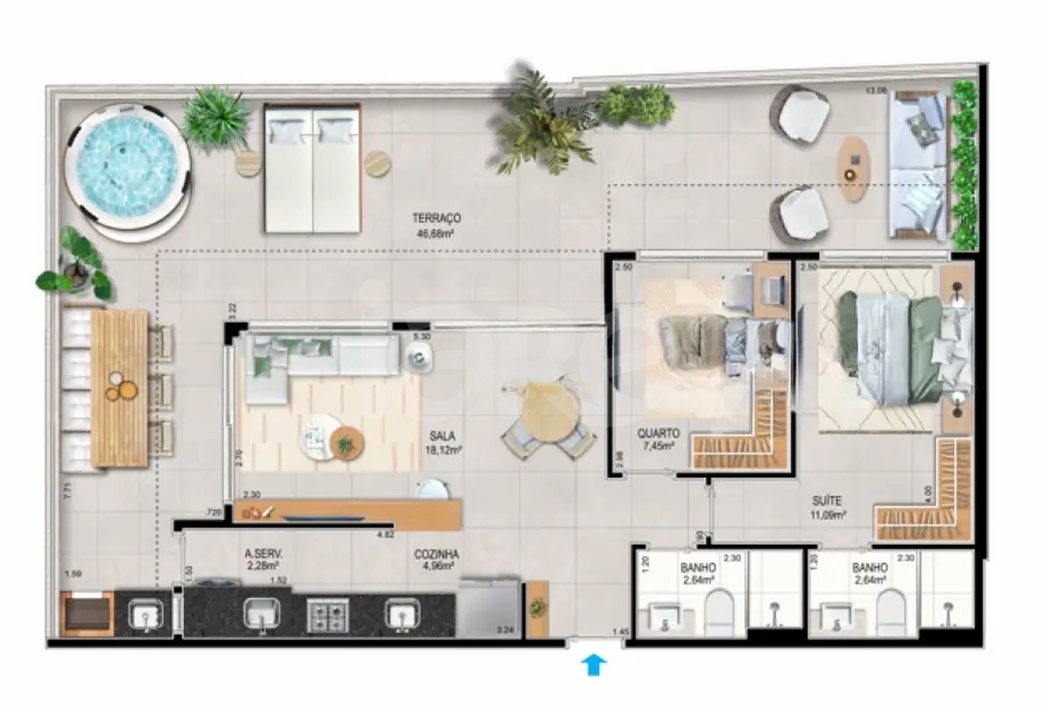 Planta — Cobertura Horizontal 101,6 m²