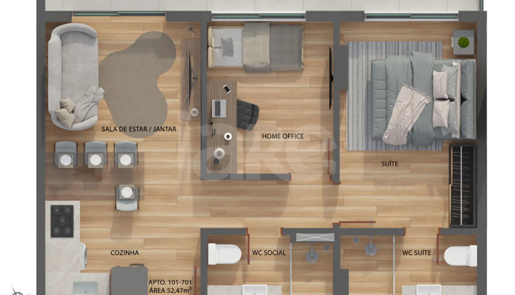 Planta — Apartamento 52,47 m²