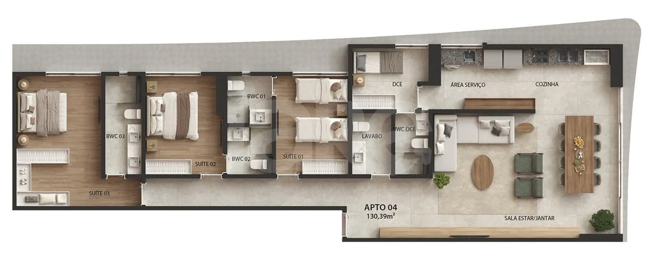 Planta — Apartamento 130,39 m²