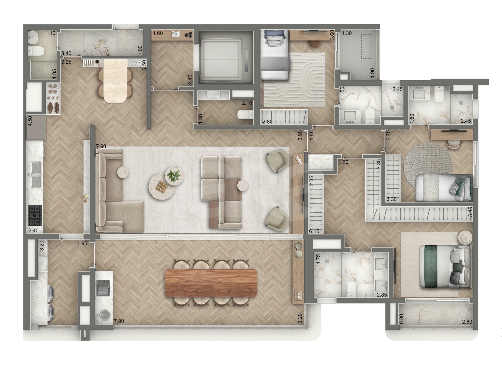 Planta — Apartamento 152 m²