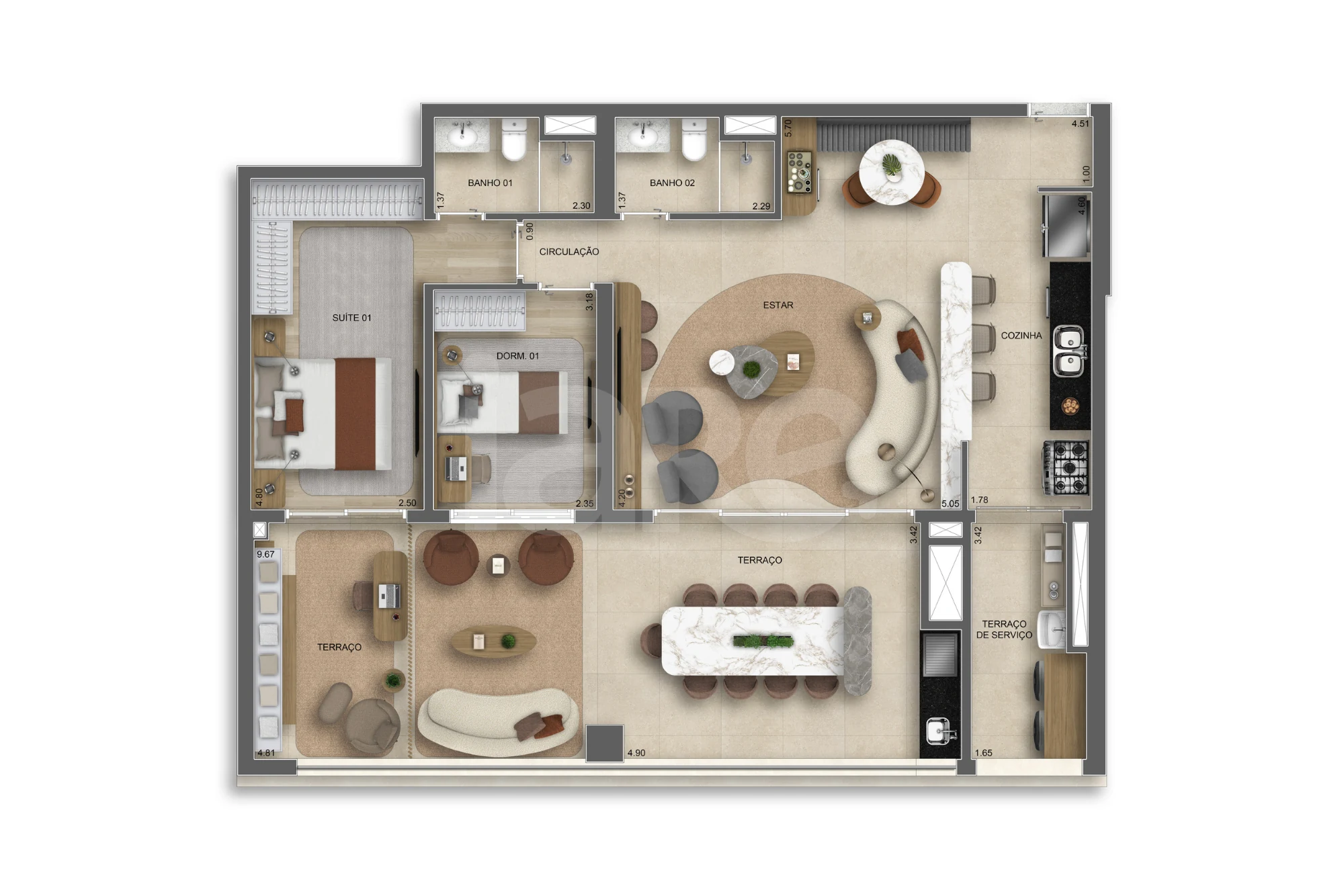 Planta — Apartamento 120 m²