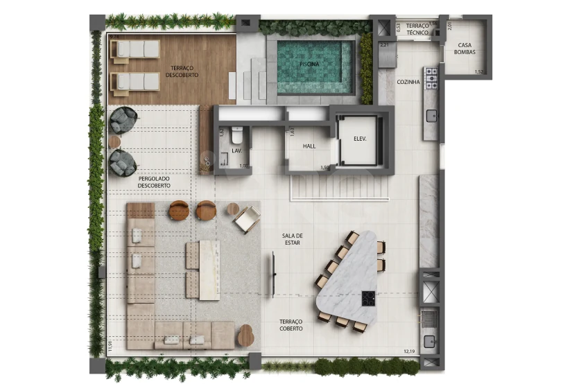 Planta — Cobertura Duplex 354,89 m²