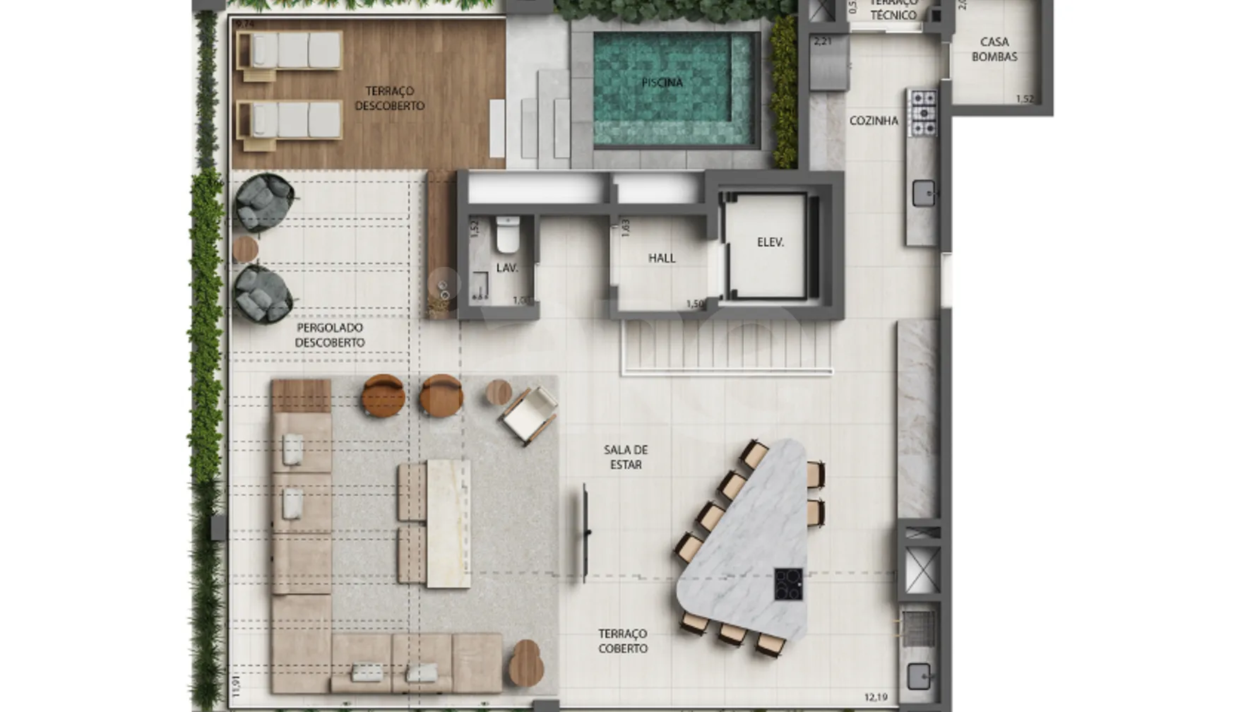 Planta — Cobertura Duplex 354,89 m²