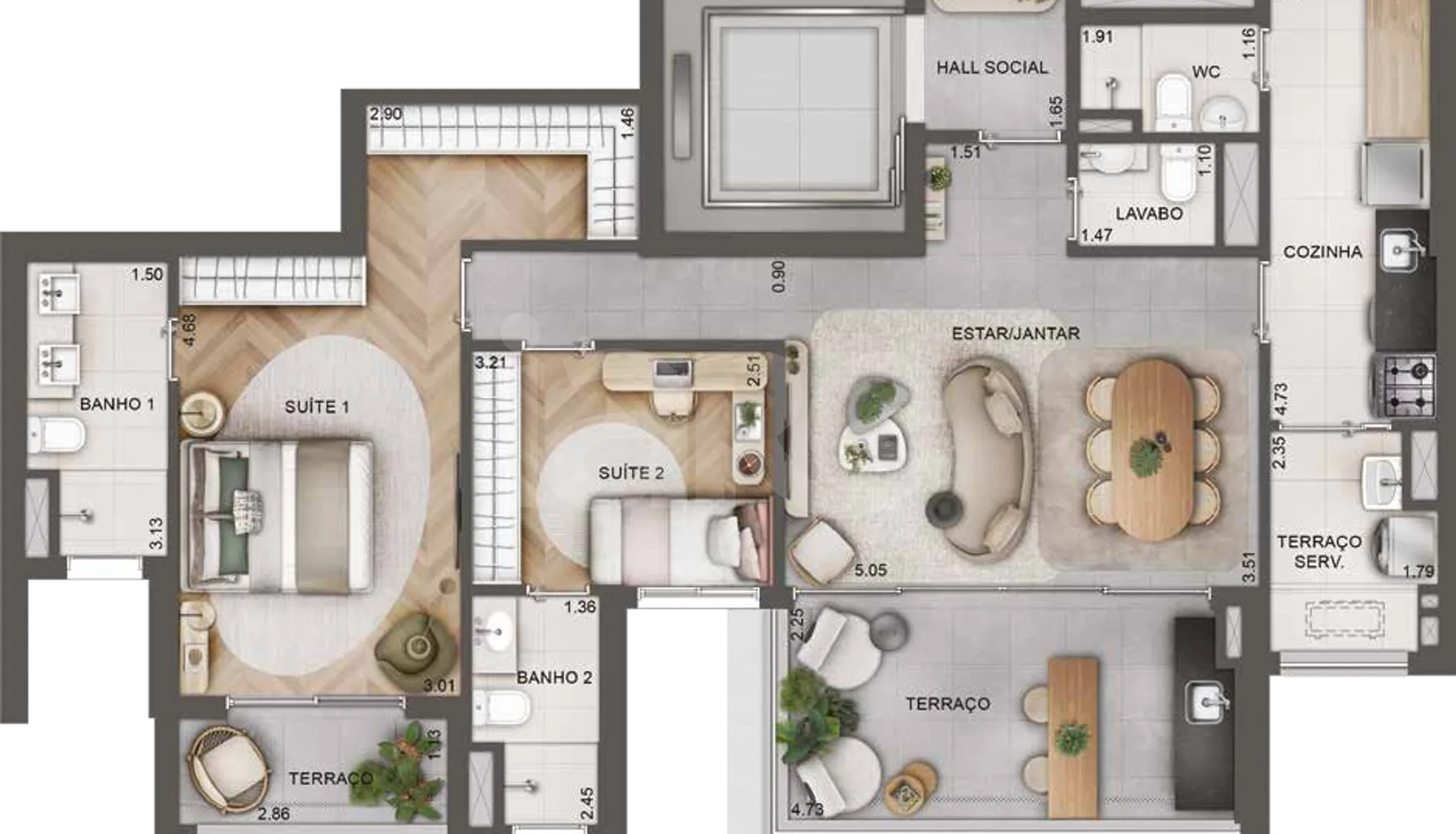 Planta — Apartamento 108,5 m²