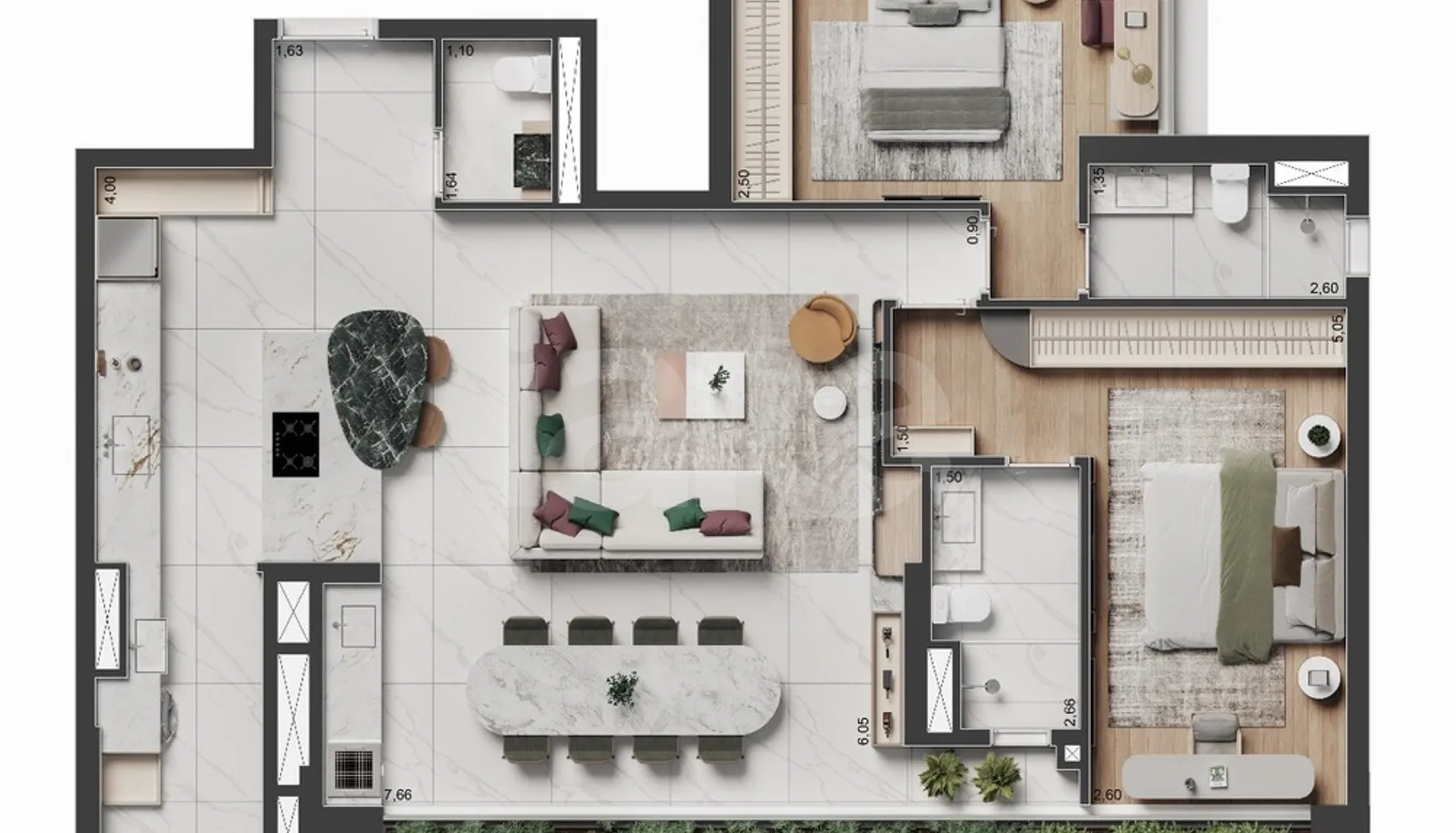 Planta — Cobertura Duplex 143,7 m²