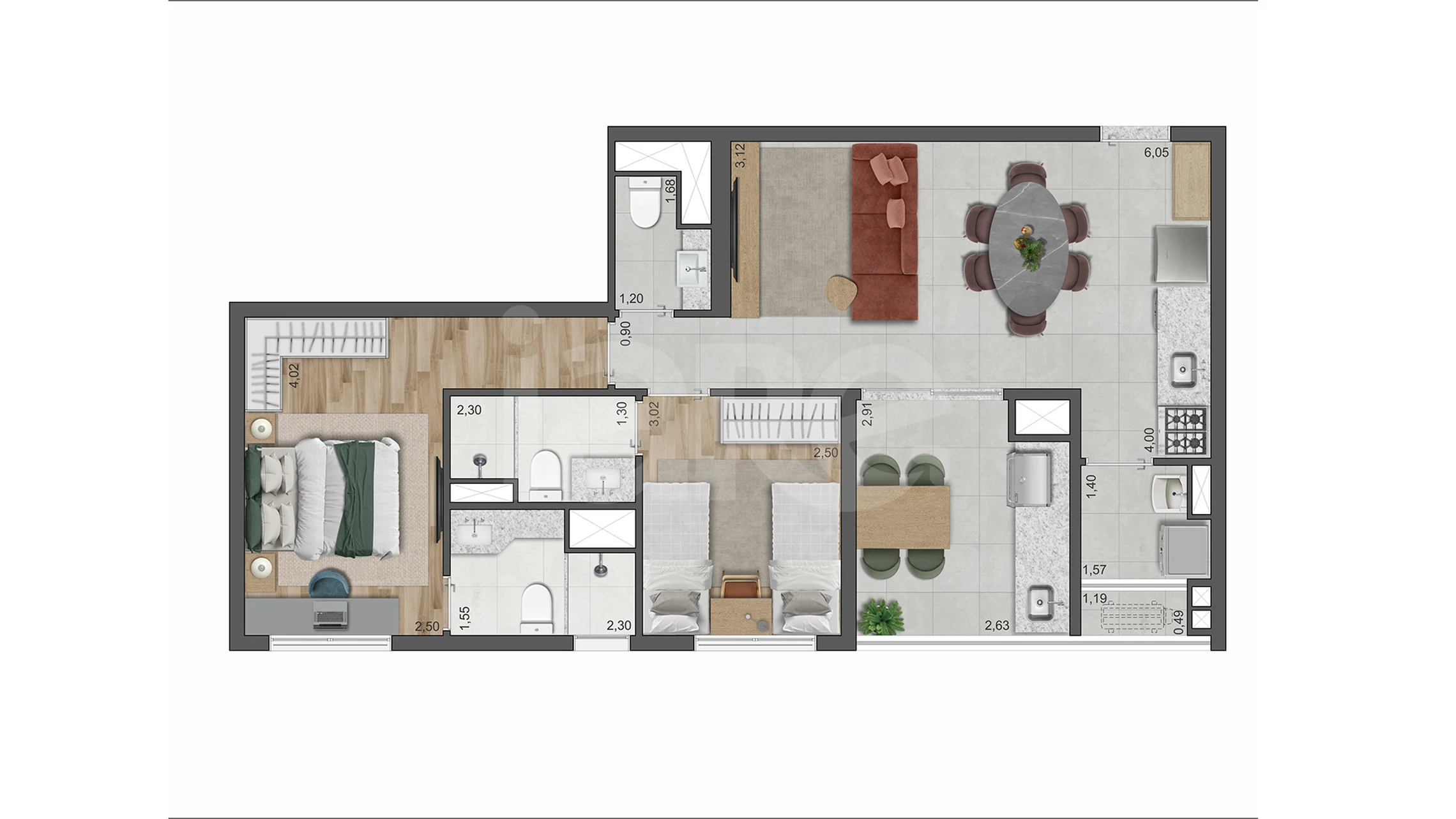 Planta — Apartamento 71,78 m²