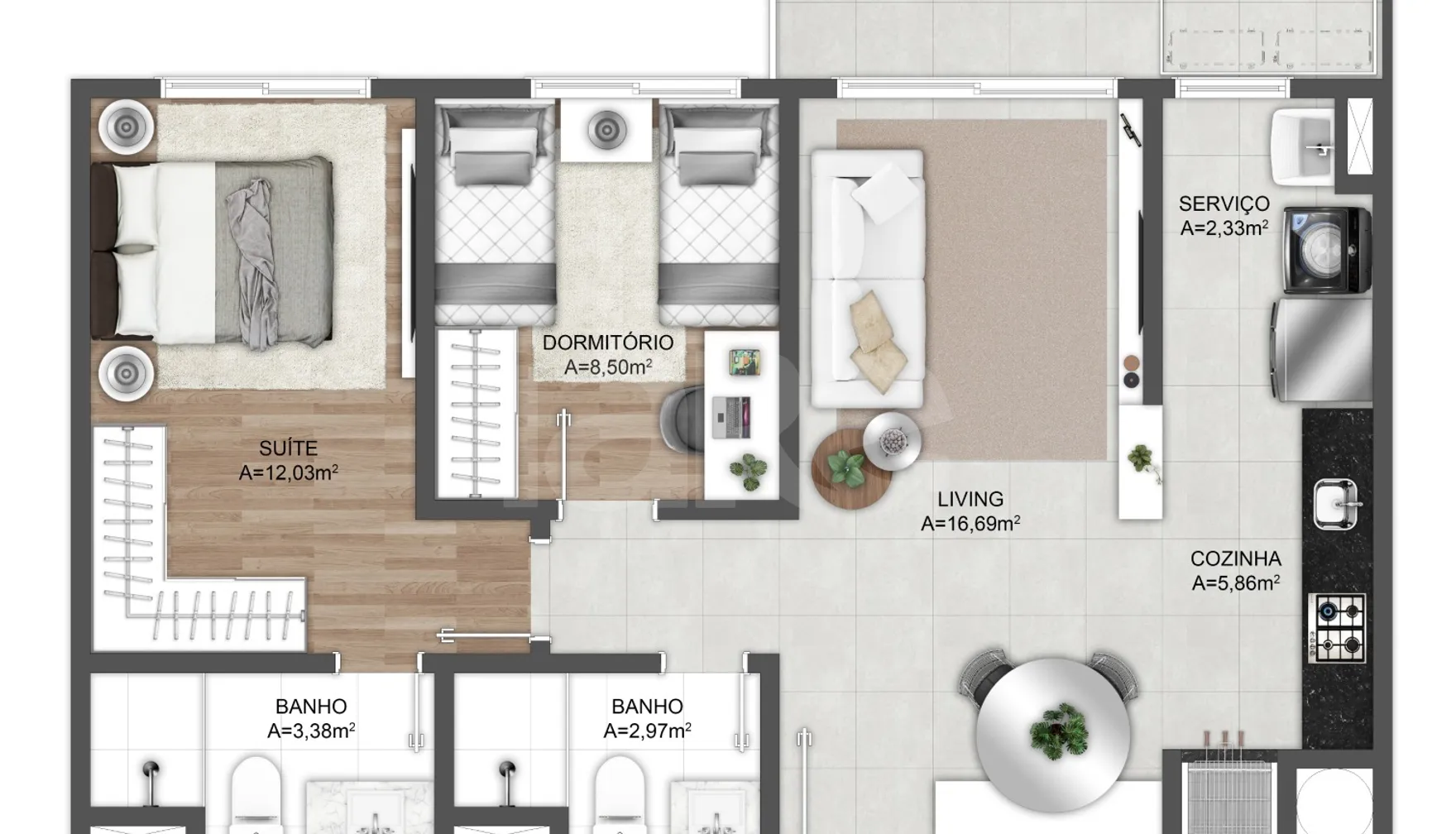 Planta — Apartamento 67,79 m²