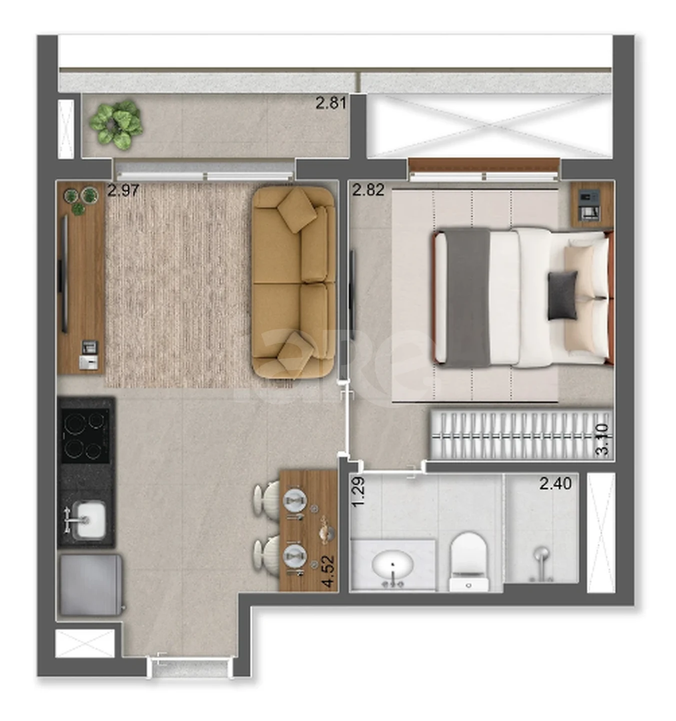 Planta — Apartamento 33 m²