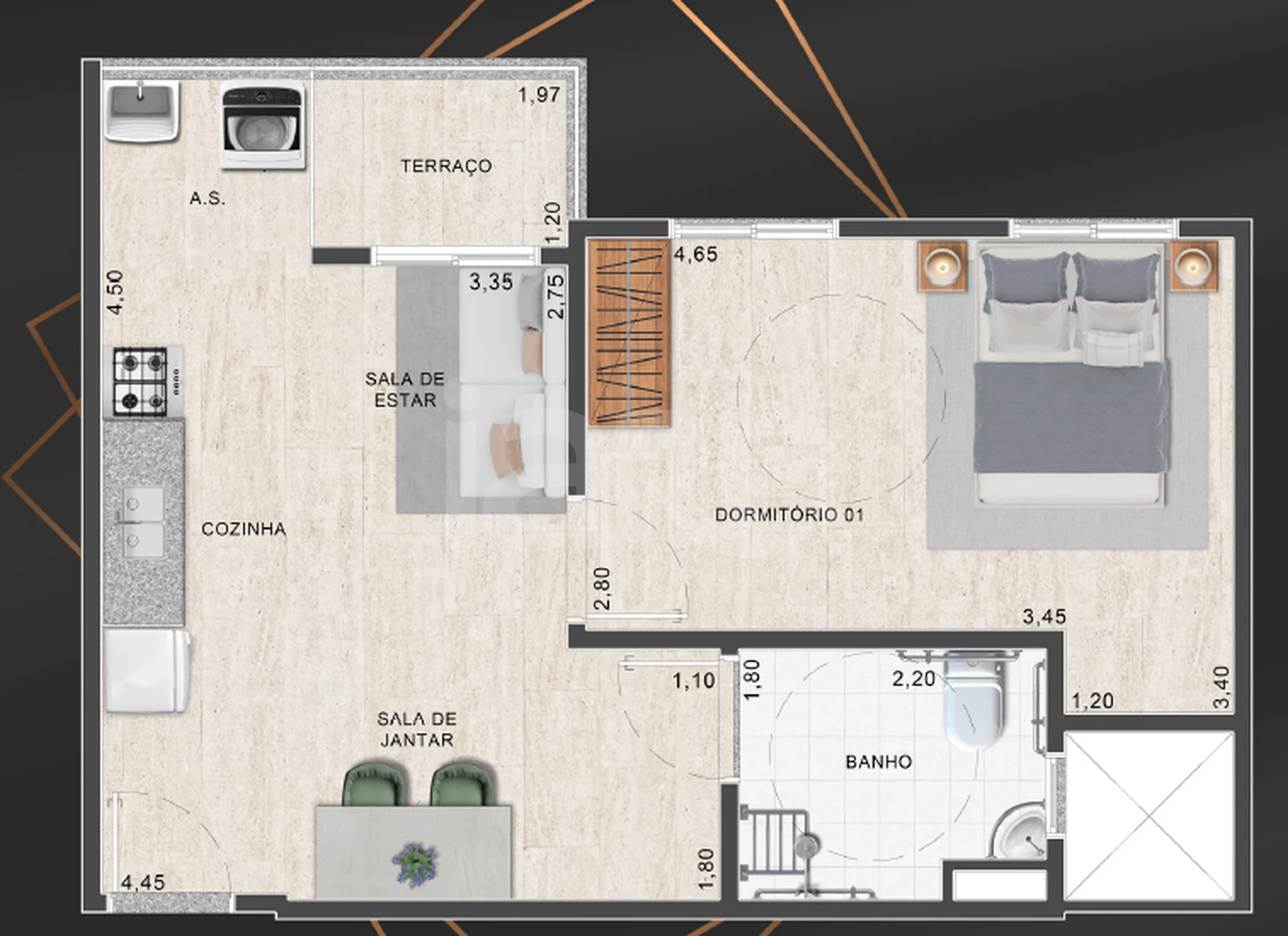 Planta — Apartamento 44,11 m²