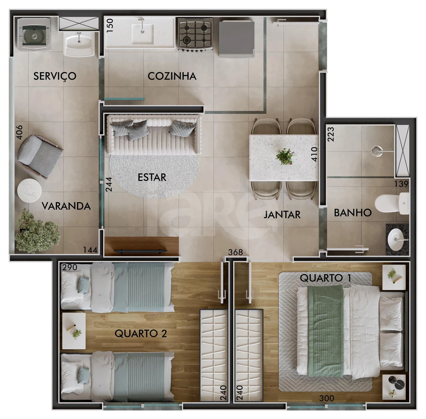 Planta — Apartamento 42,78 m²