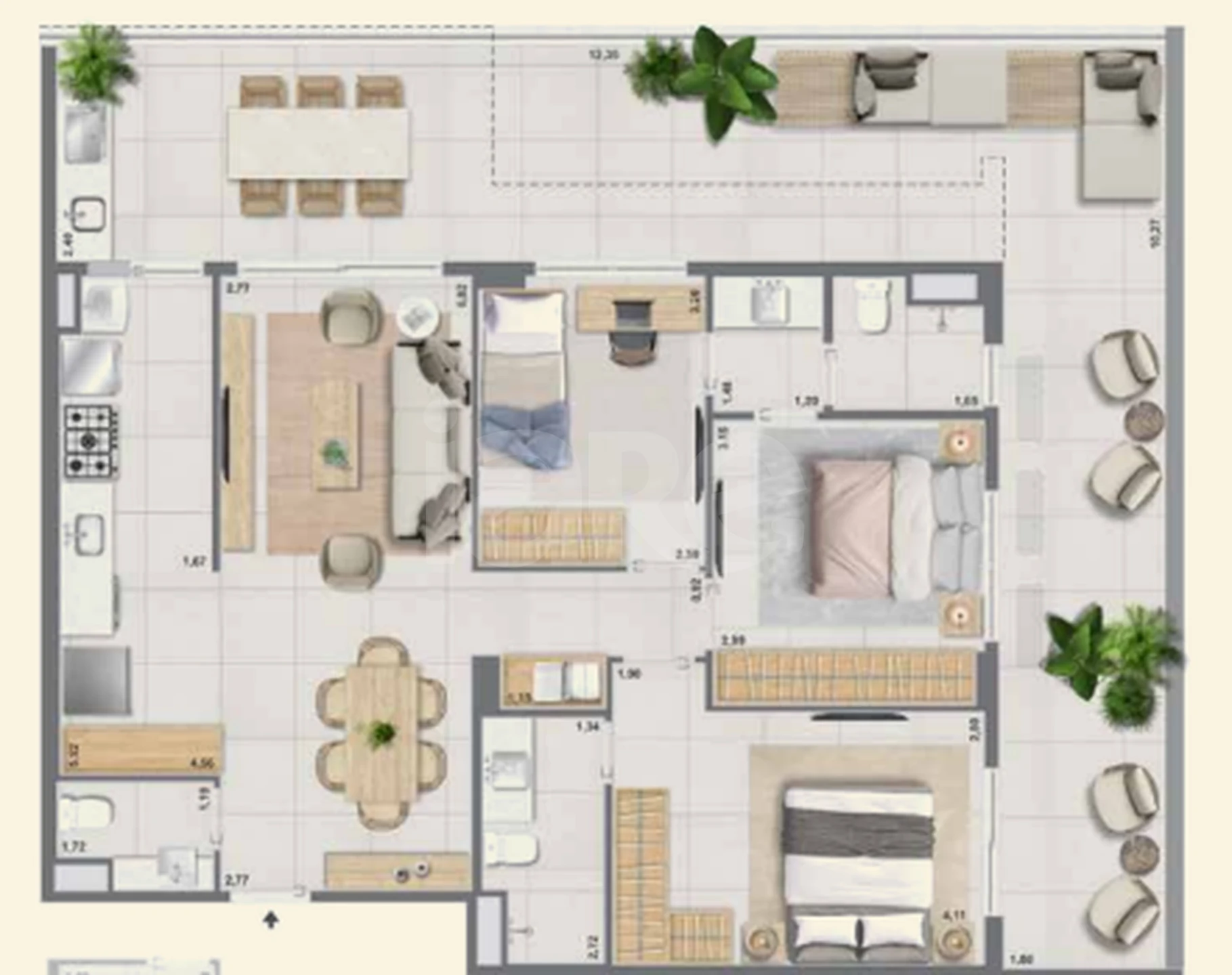 Planta — Garden 128,83 m²