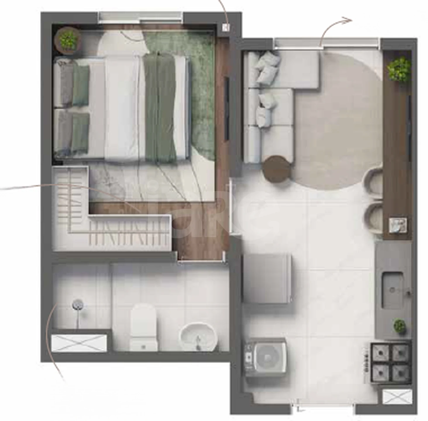 Planta — Apartamento 24,65 m²