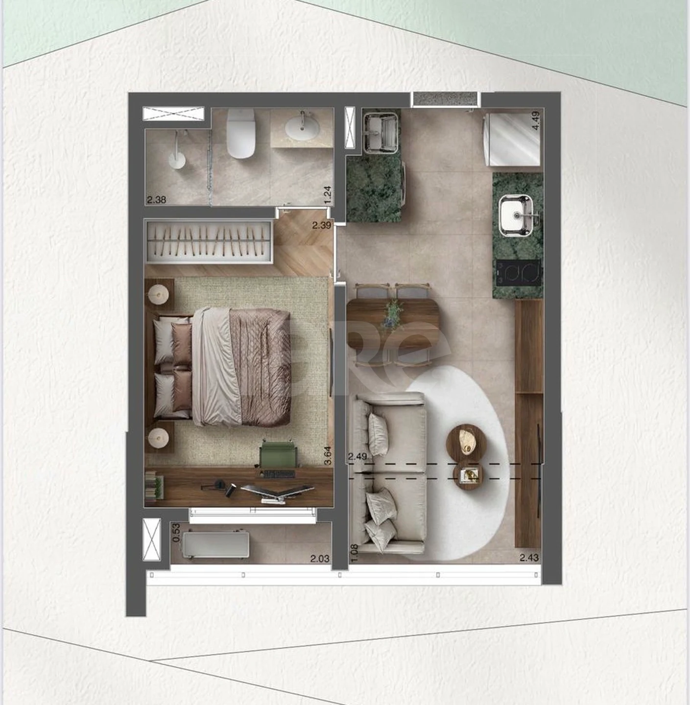 Planta — Apartamento 31,14 m²