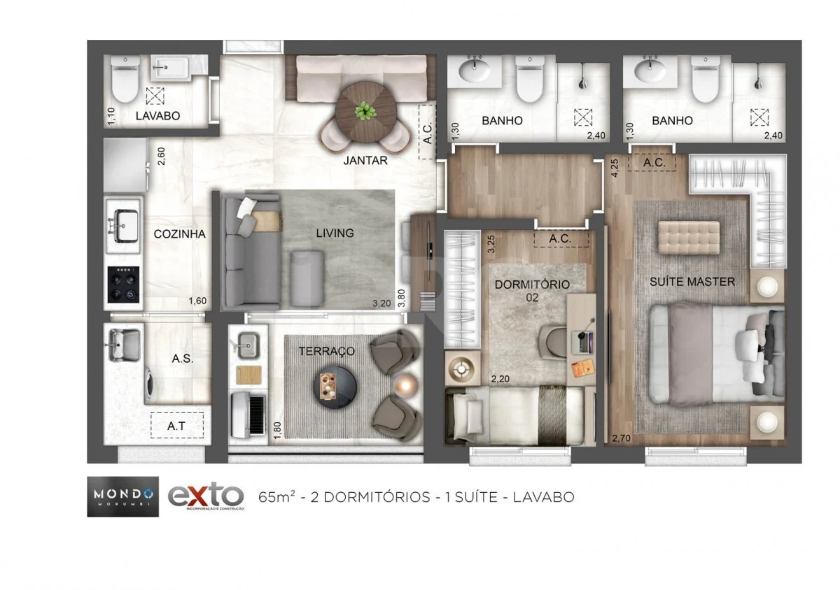 Planta — Apartamento 65 m²