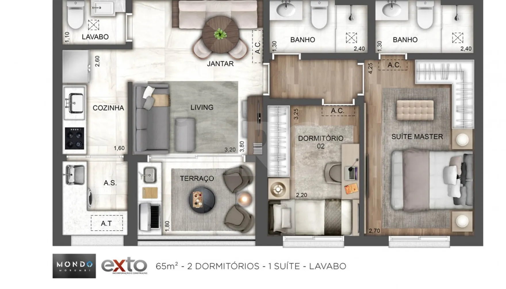 Planta — Apartamento 65 m²
