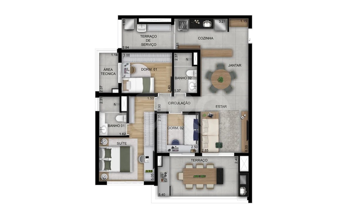 Planta — Apartamento 94 m²