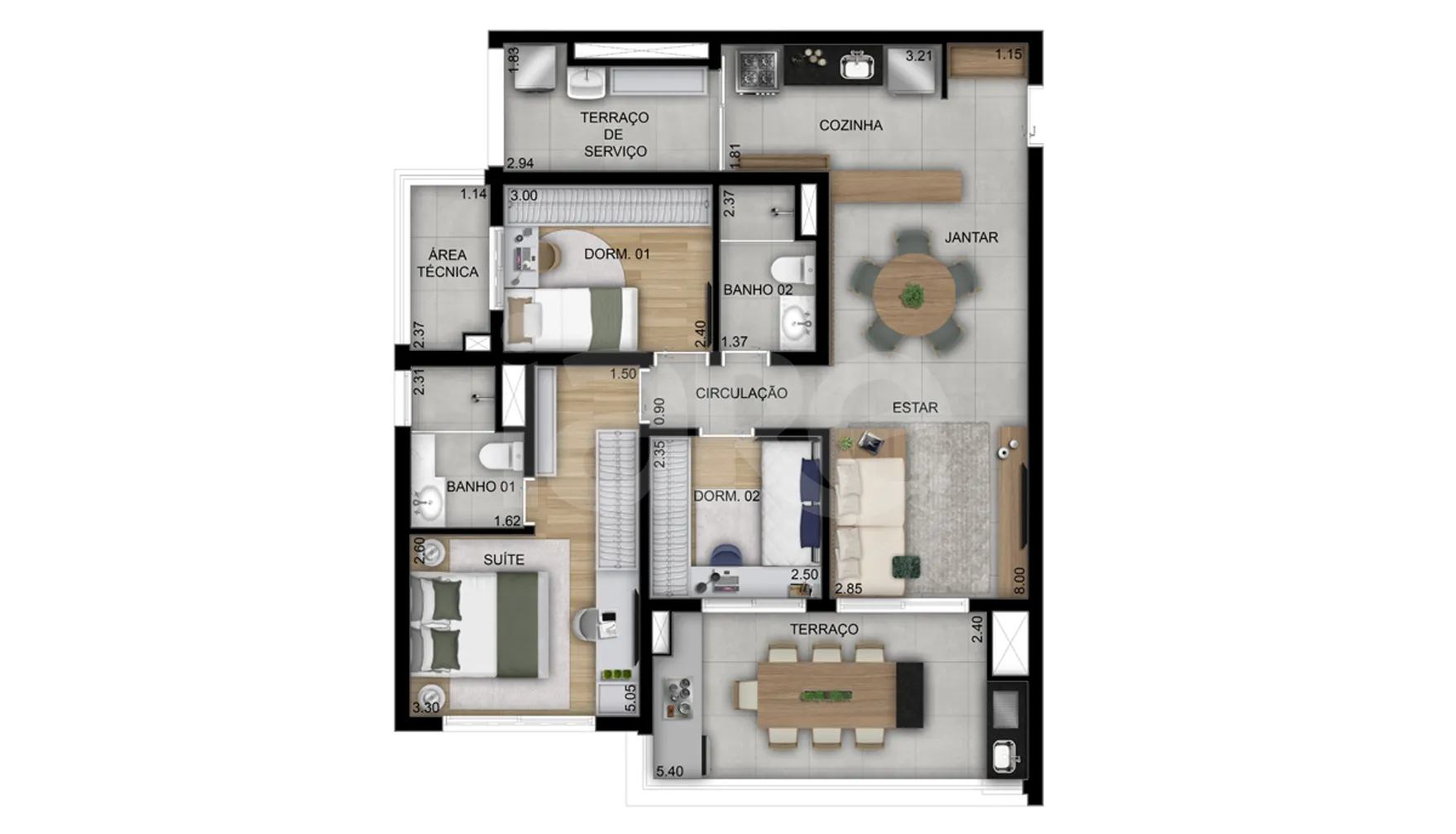 Planta — Apartamento 94 m²