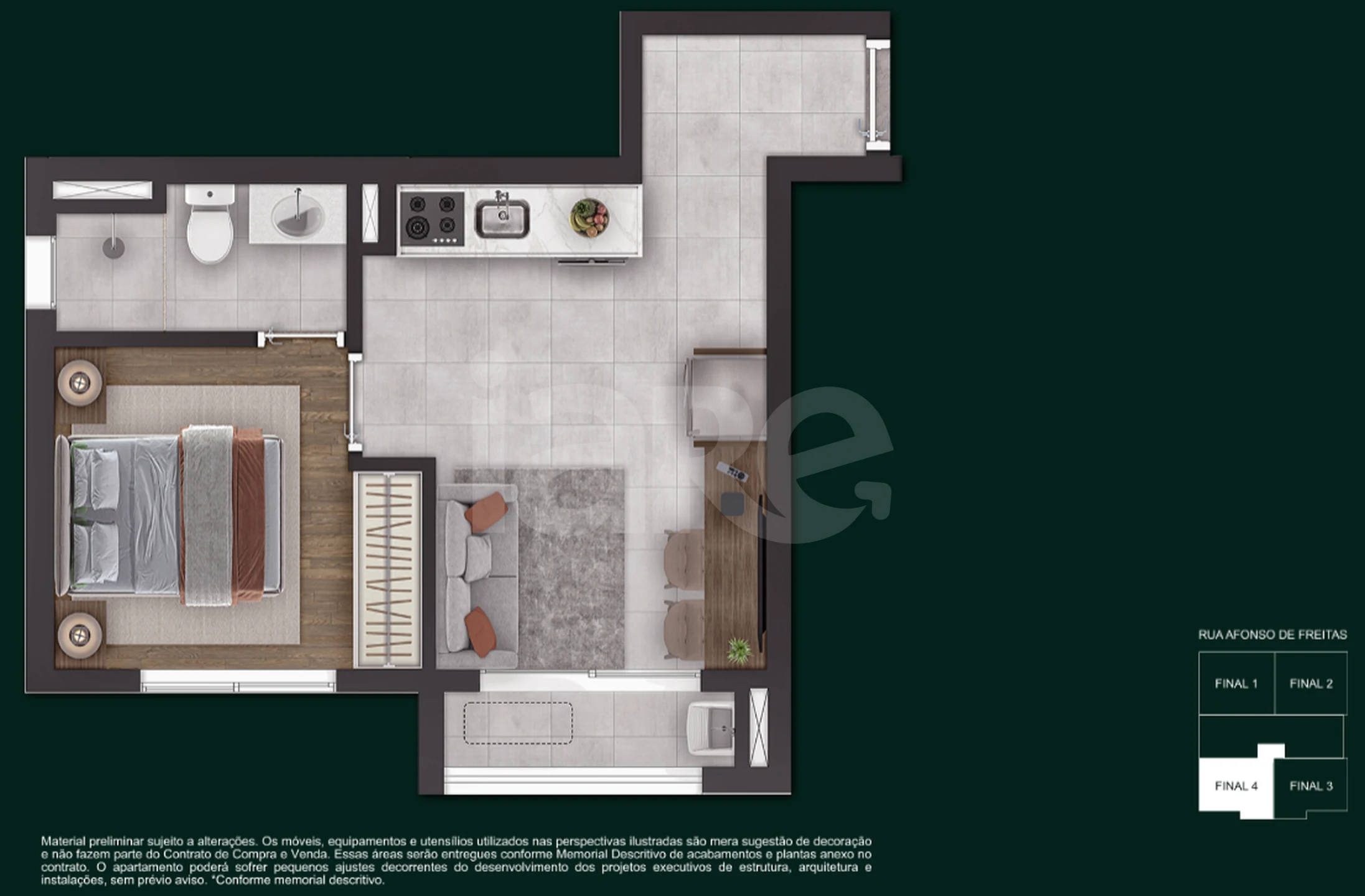 Planta — 13 ao 15 pavimento 30,93 m²