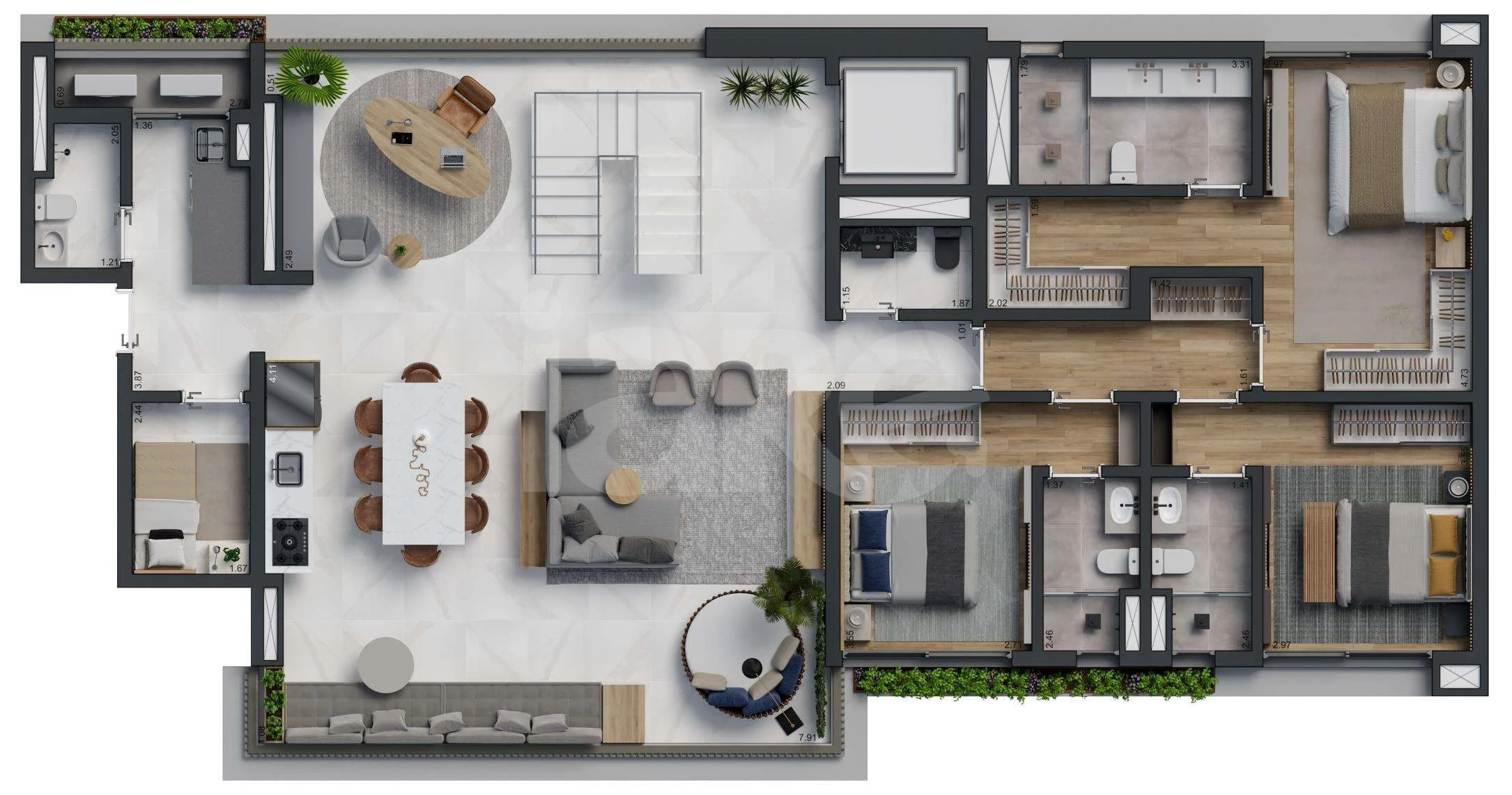 Planta — Cobertura Duplex 360,2 m²