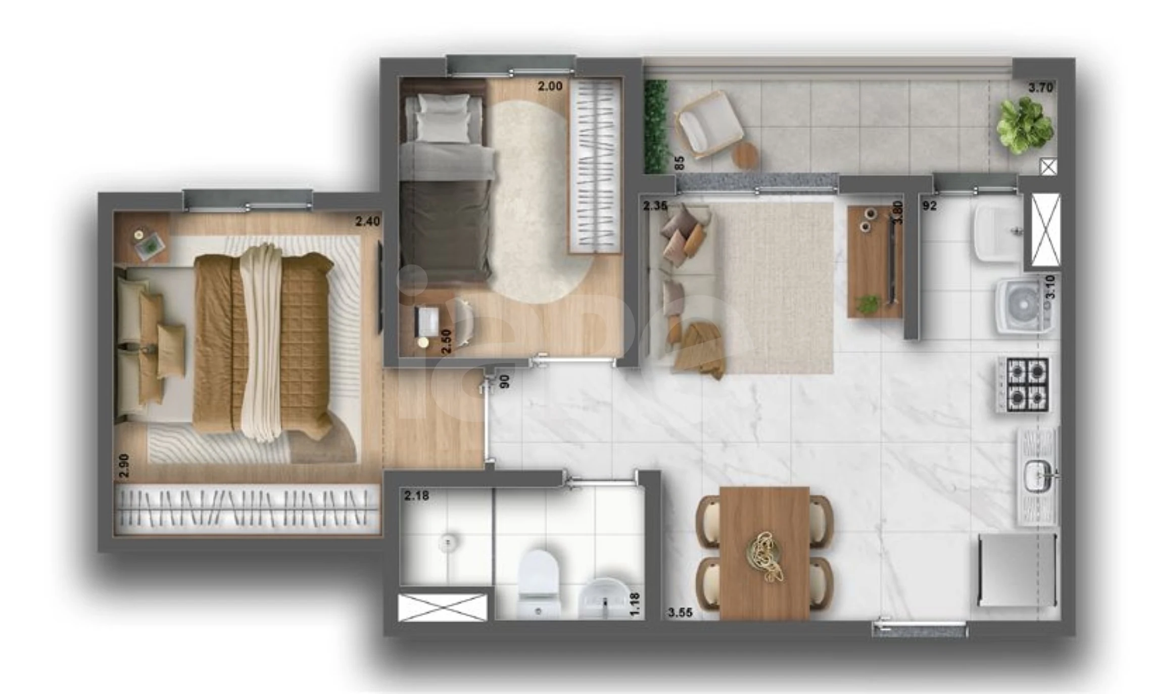 Planta — Apartamento 39,33 m²