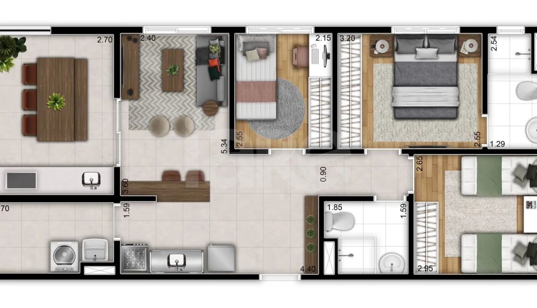 Planta — Apartamento 71,21 m²