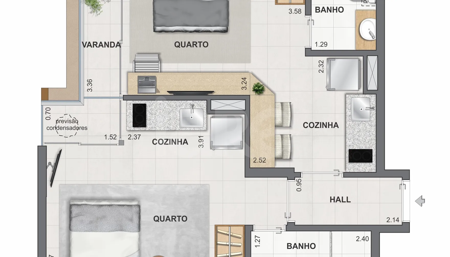 Planta — Apartamento 50,14 m²