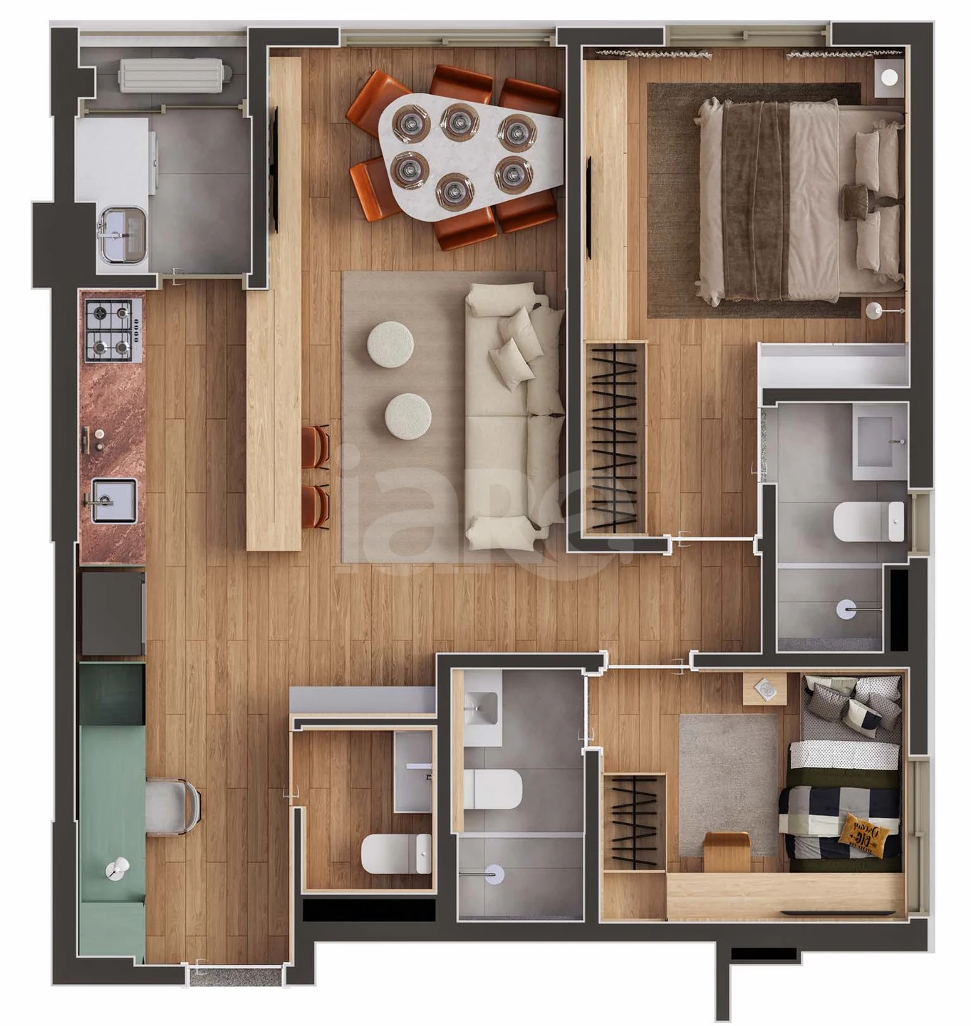 Planta — Apartamento 64,6 m²