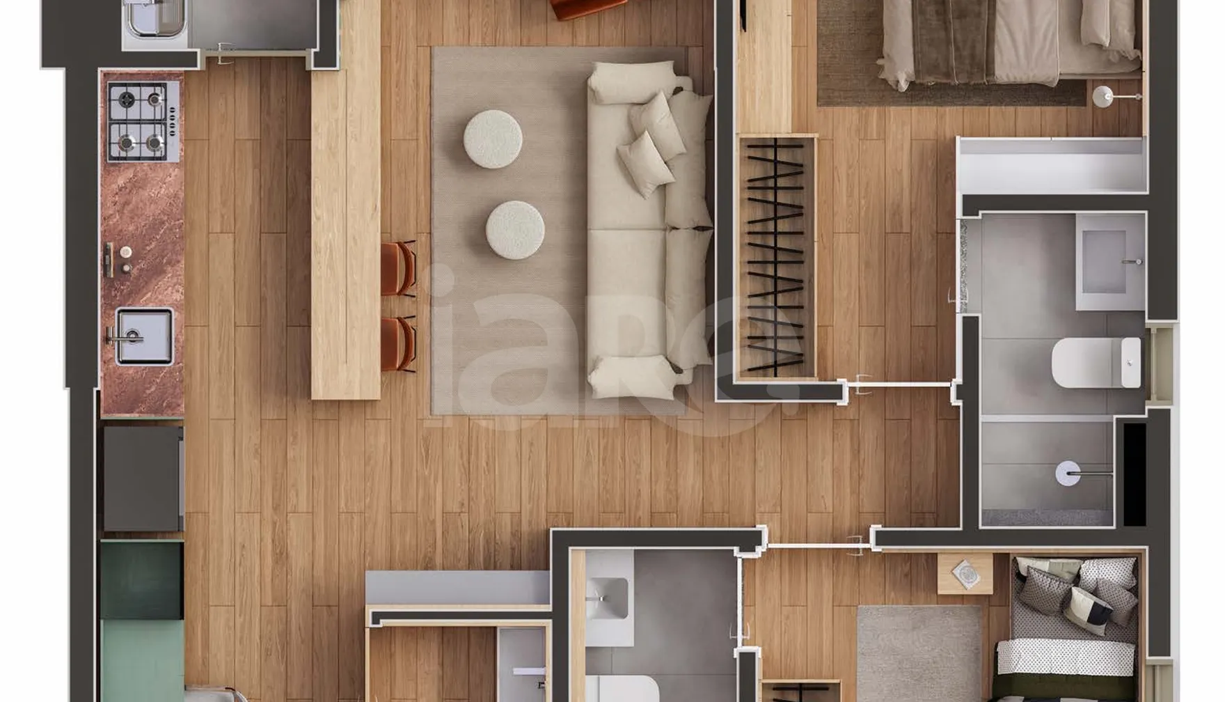 Planta — Apartamento 64,6 m²