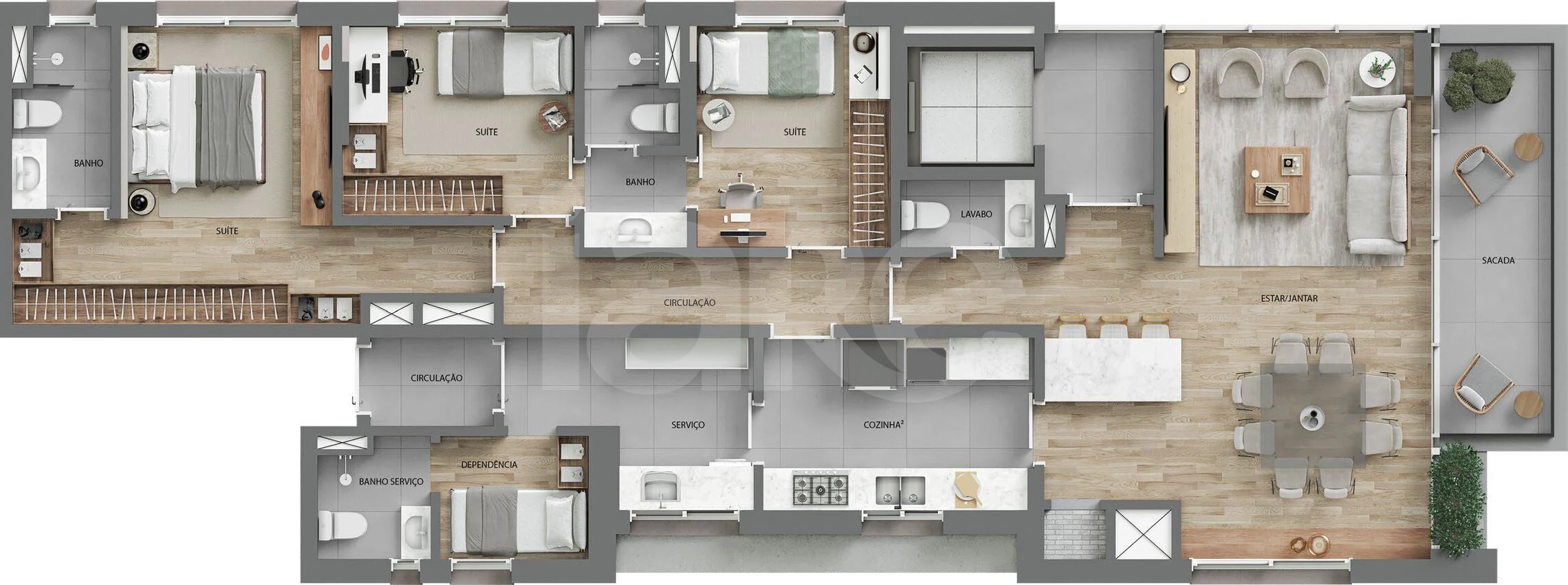 Planta — Apartamento 160,9 m²