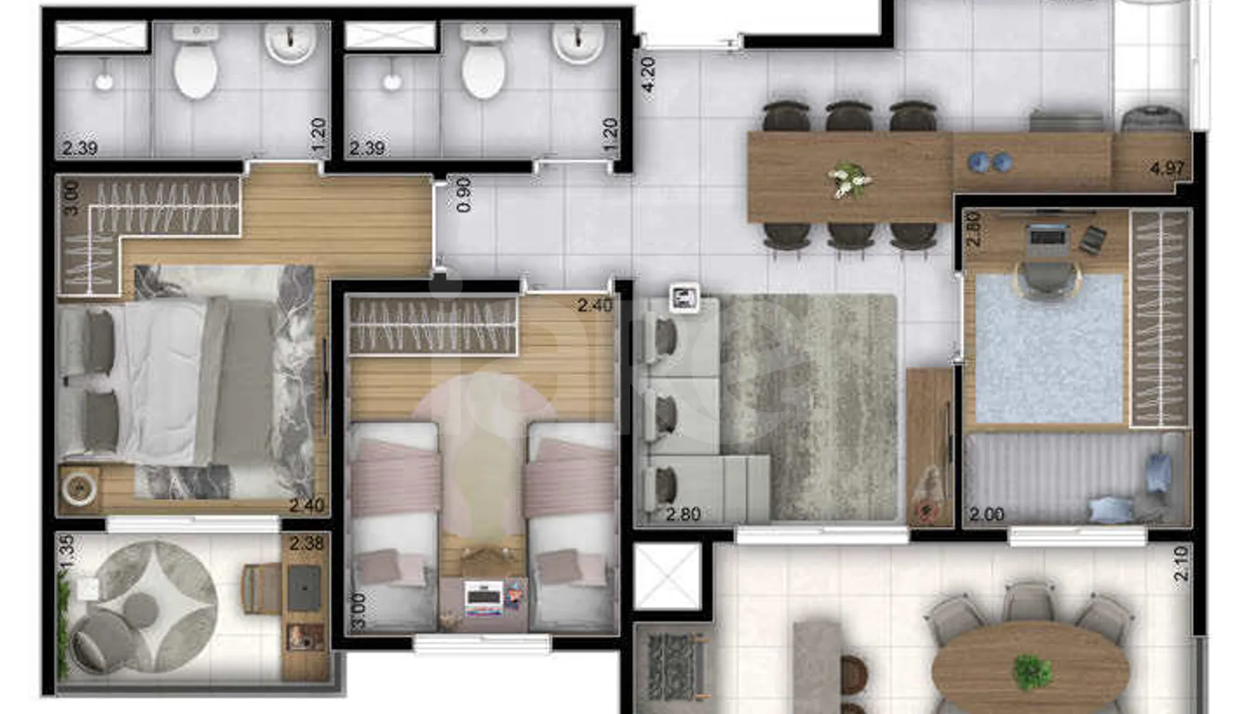 Planta — Apartamento 66,93 m²