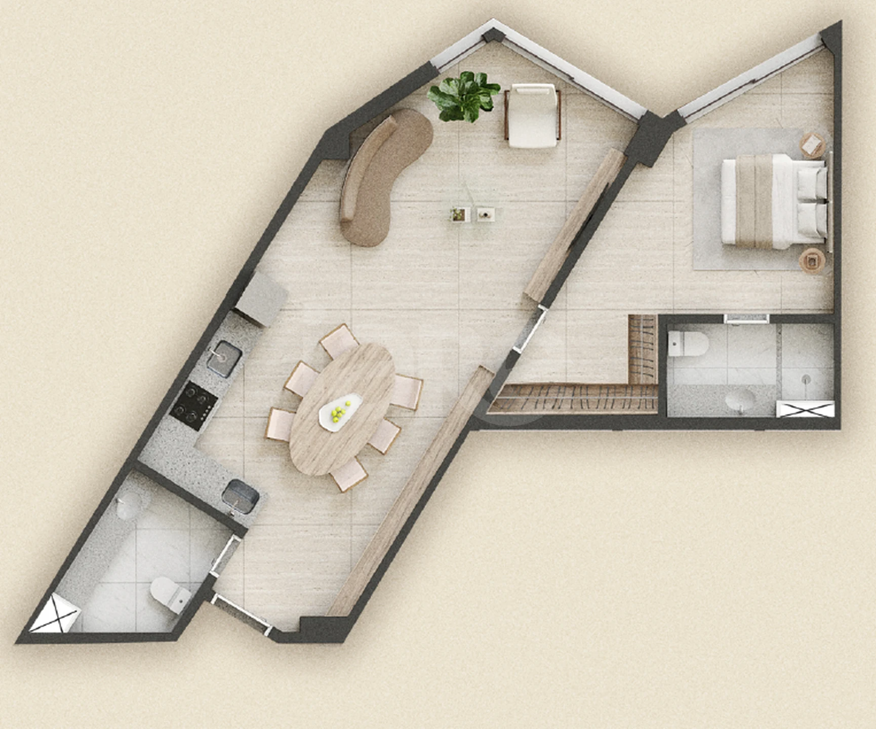 Planta — Apartamento 61,9 m²
