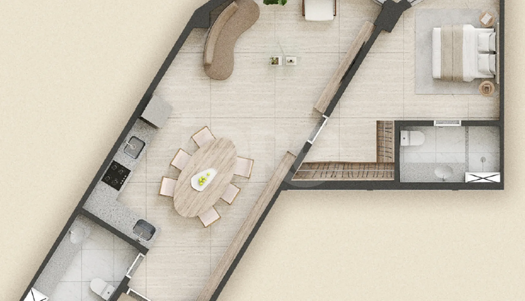 Planta — Apartamento 61,9 m²