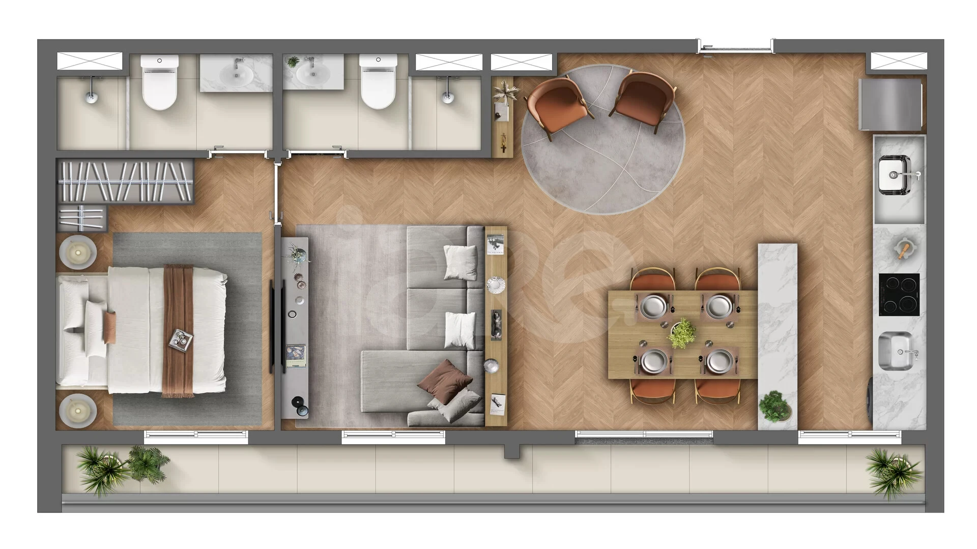 Planta — Apartamento 57,01 m²