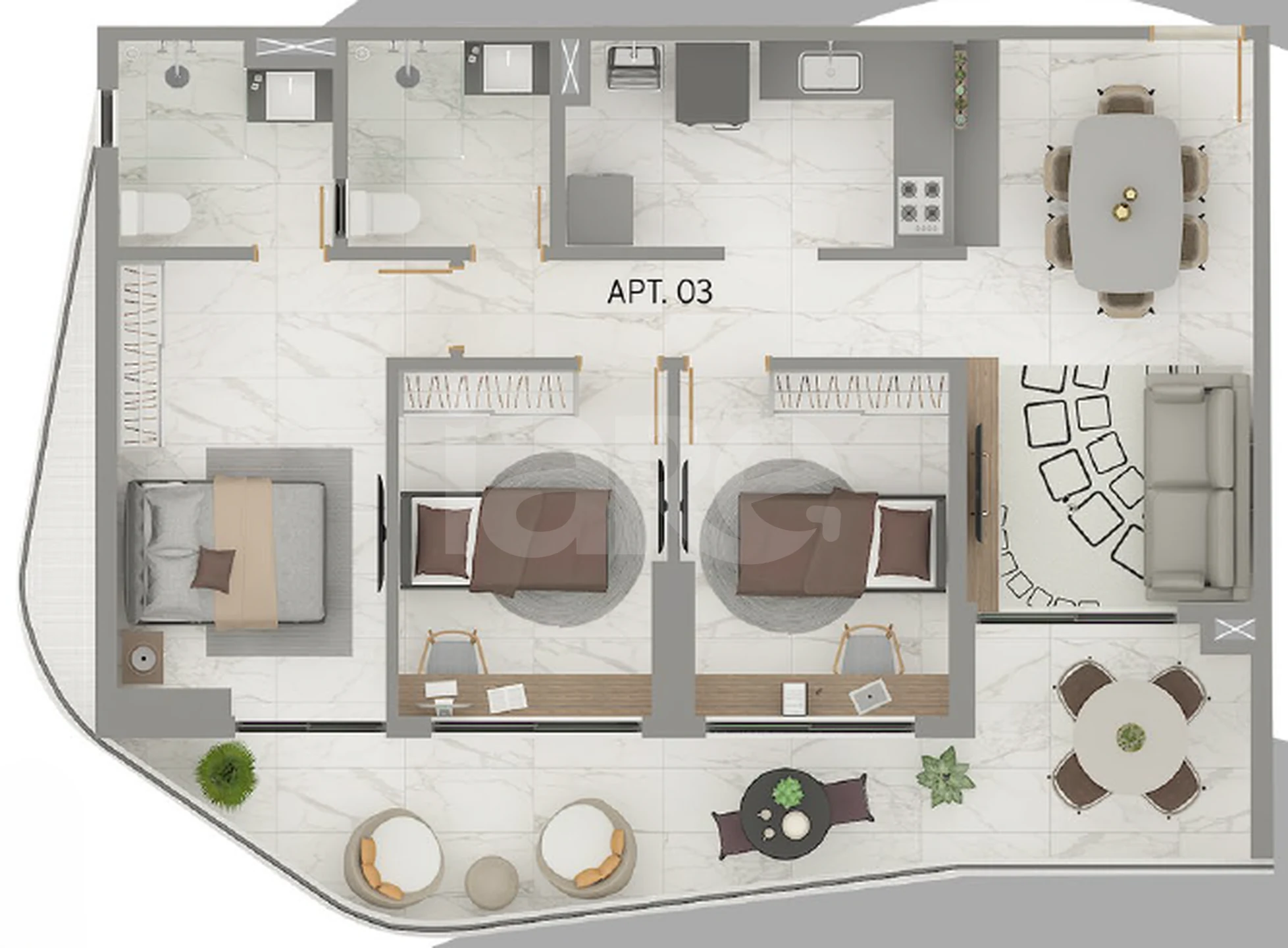 Planta — Apartamento 87,66 m²