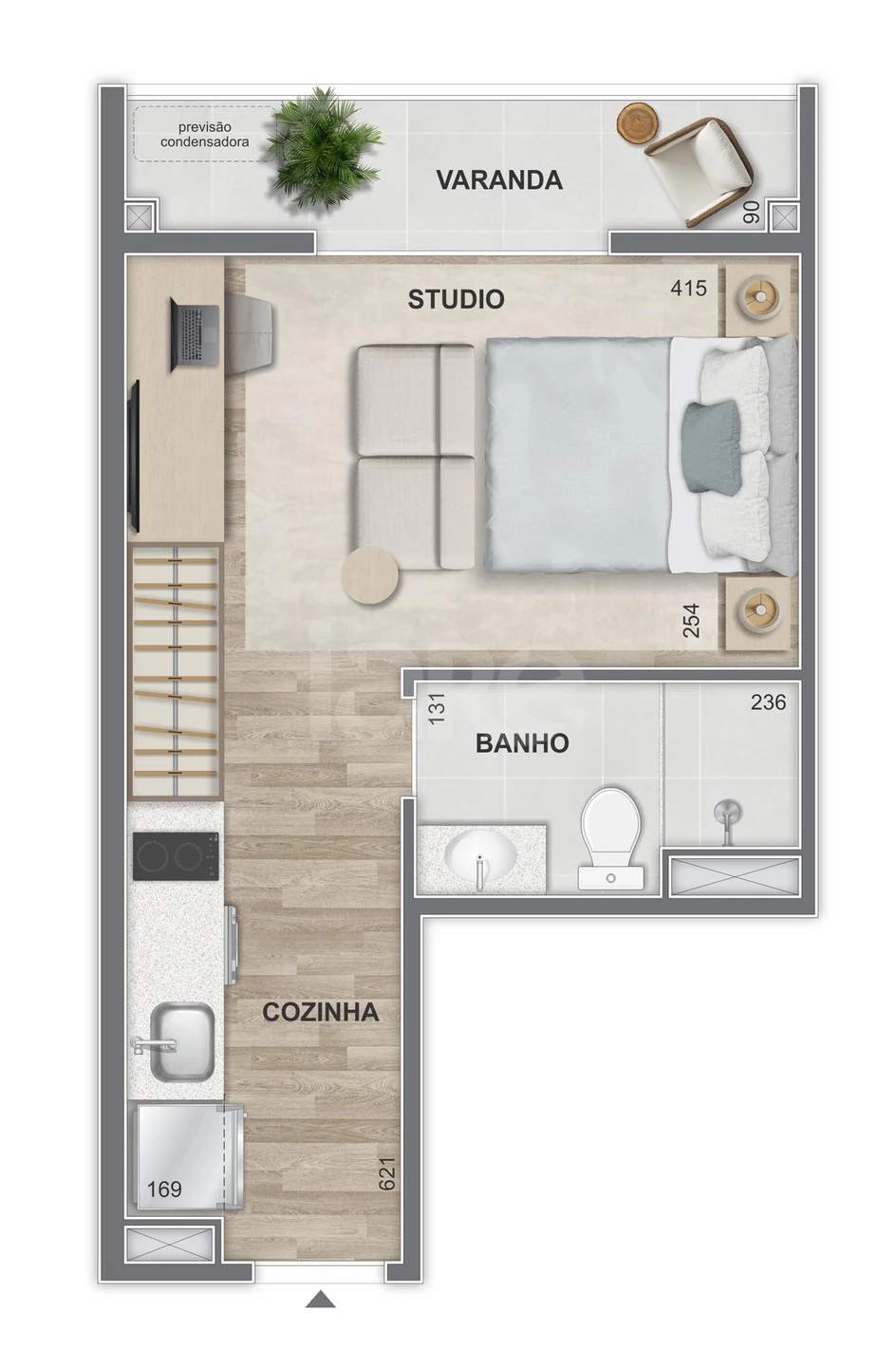 Planta — Apartamento 27 m²