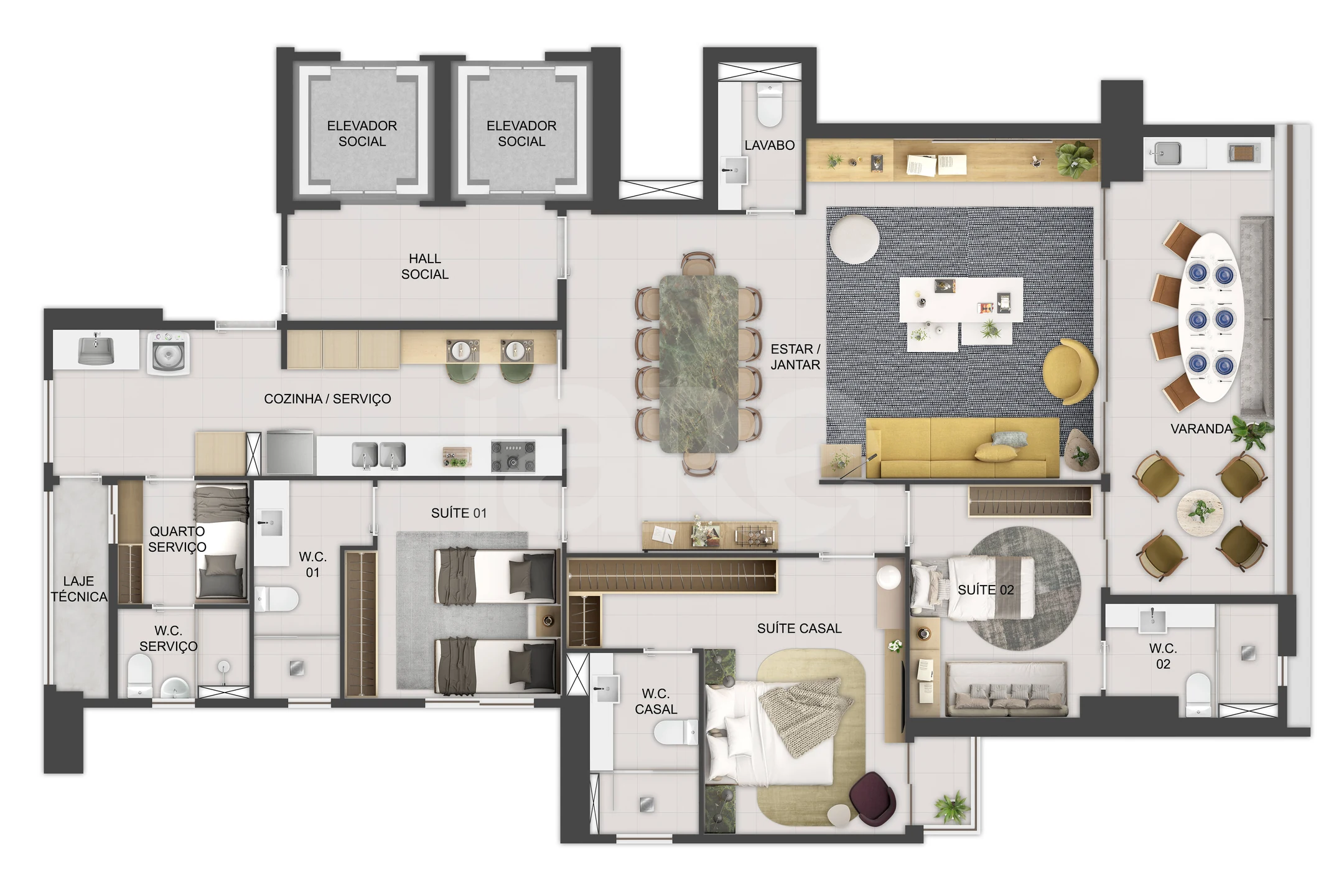 Planta — Apartamento 166,02 m²
