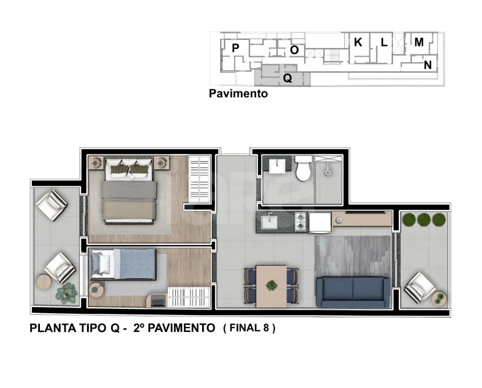 Planta — Apartamento 49,9 m²
