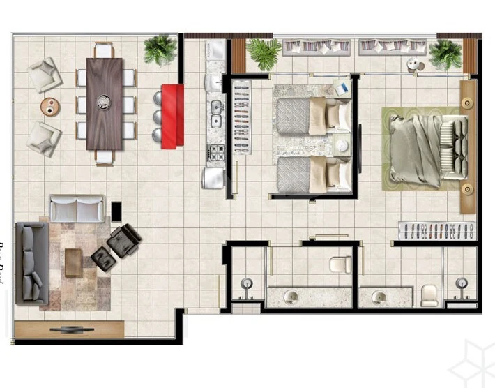 Planta — Apartamento 75,96 m²