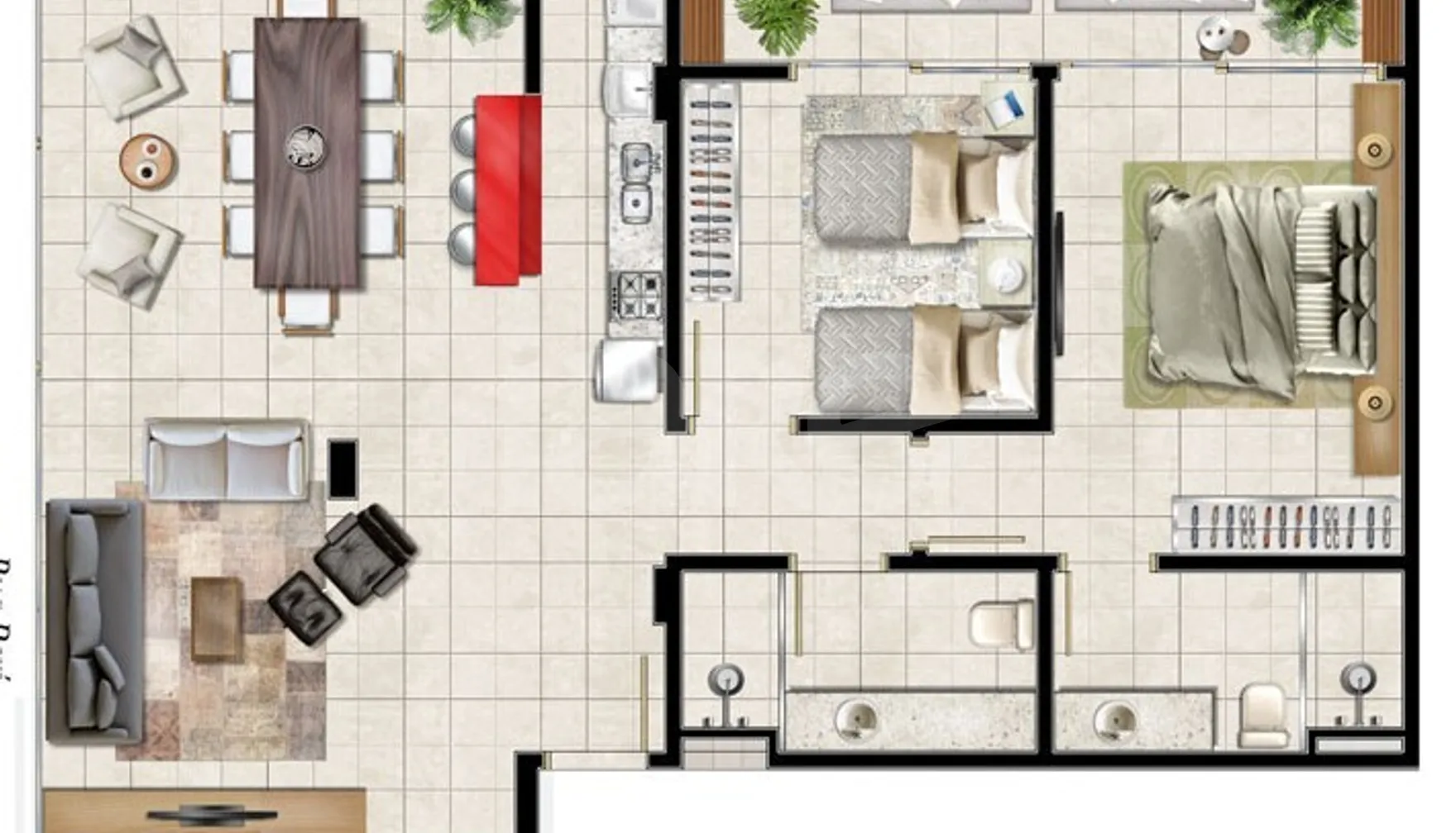 Planta — Apartamento 75,96 m²