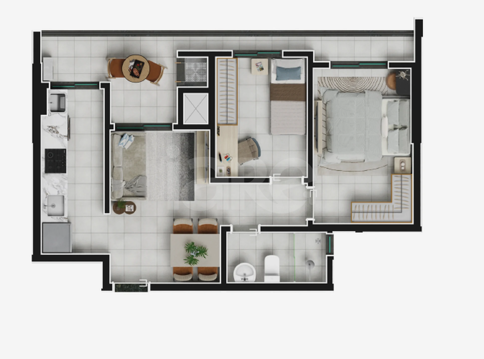 Planta — Apartamento 54,45 m²