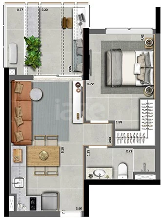 Planta — Planta 03 - 1 dorm 44m²