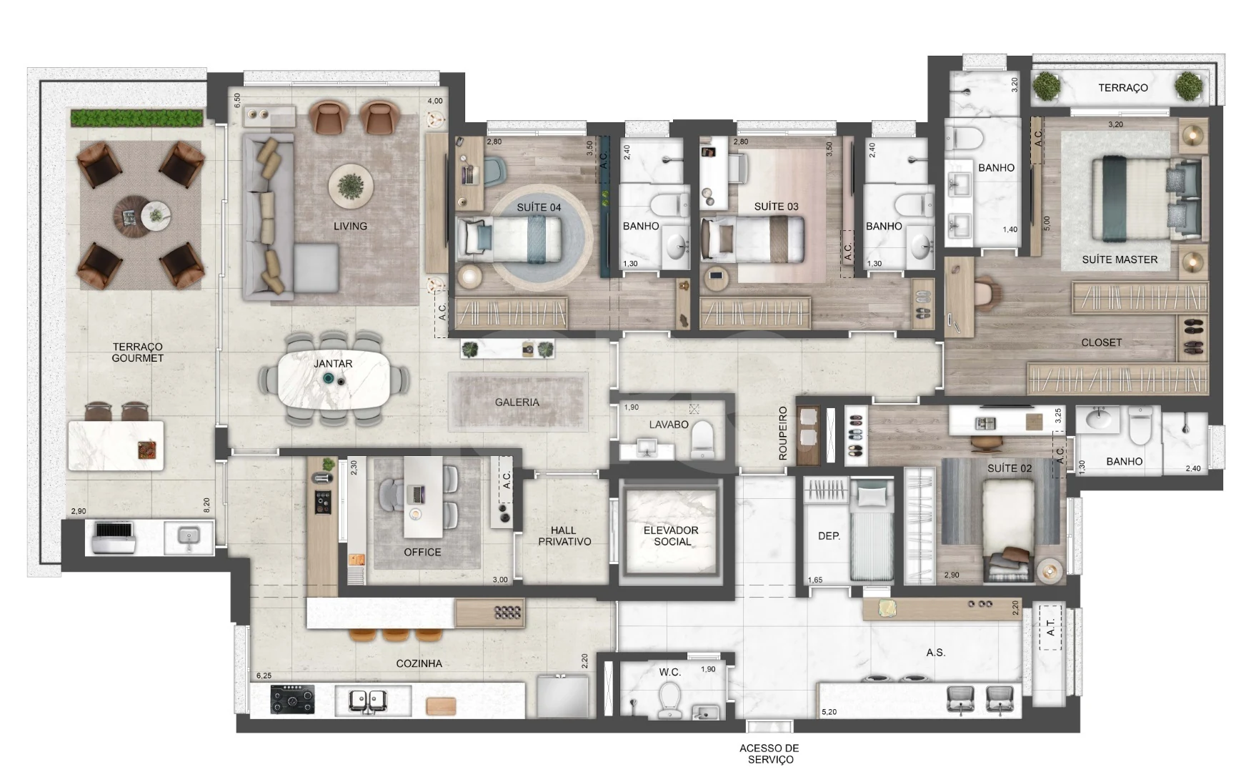 Planta — Apartamento 220,75 m²