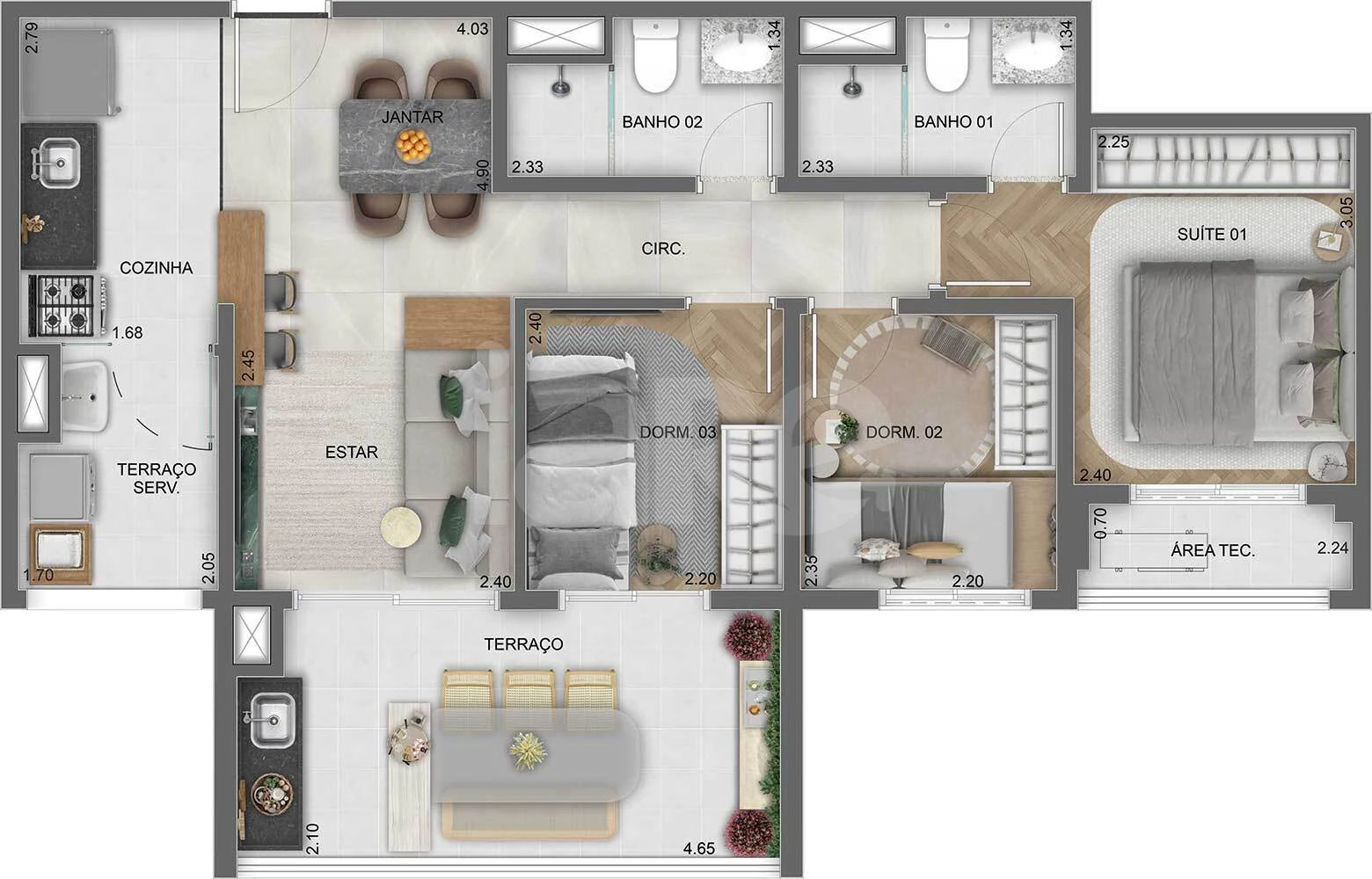Planta — Apartamento 69,13 m²
