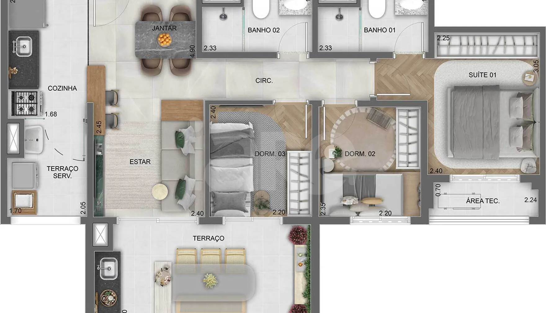 Planta — Apartamento 69,13 m²