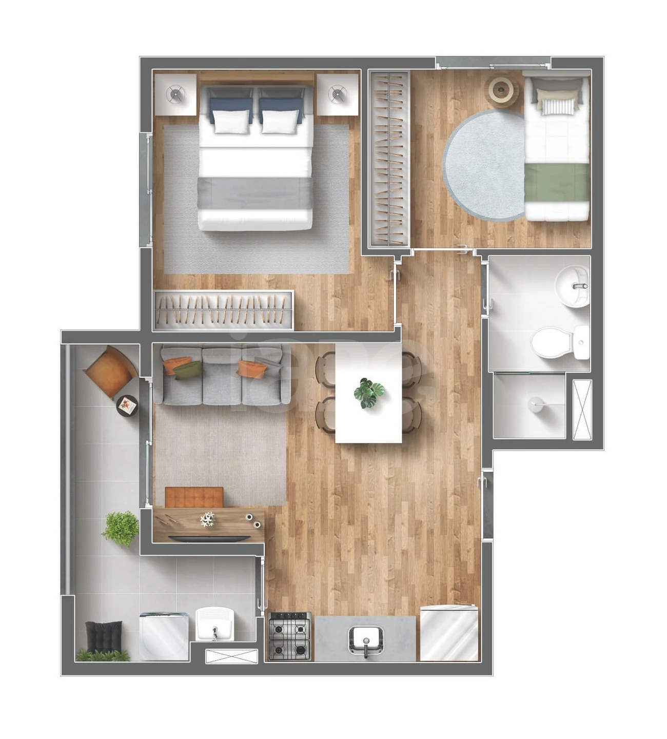 Planta — Apartamento 40,94 m²