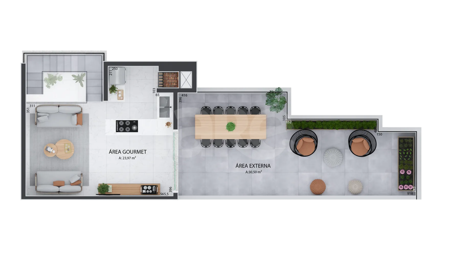 Planta — Cobertura Duplex 134,05 m²