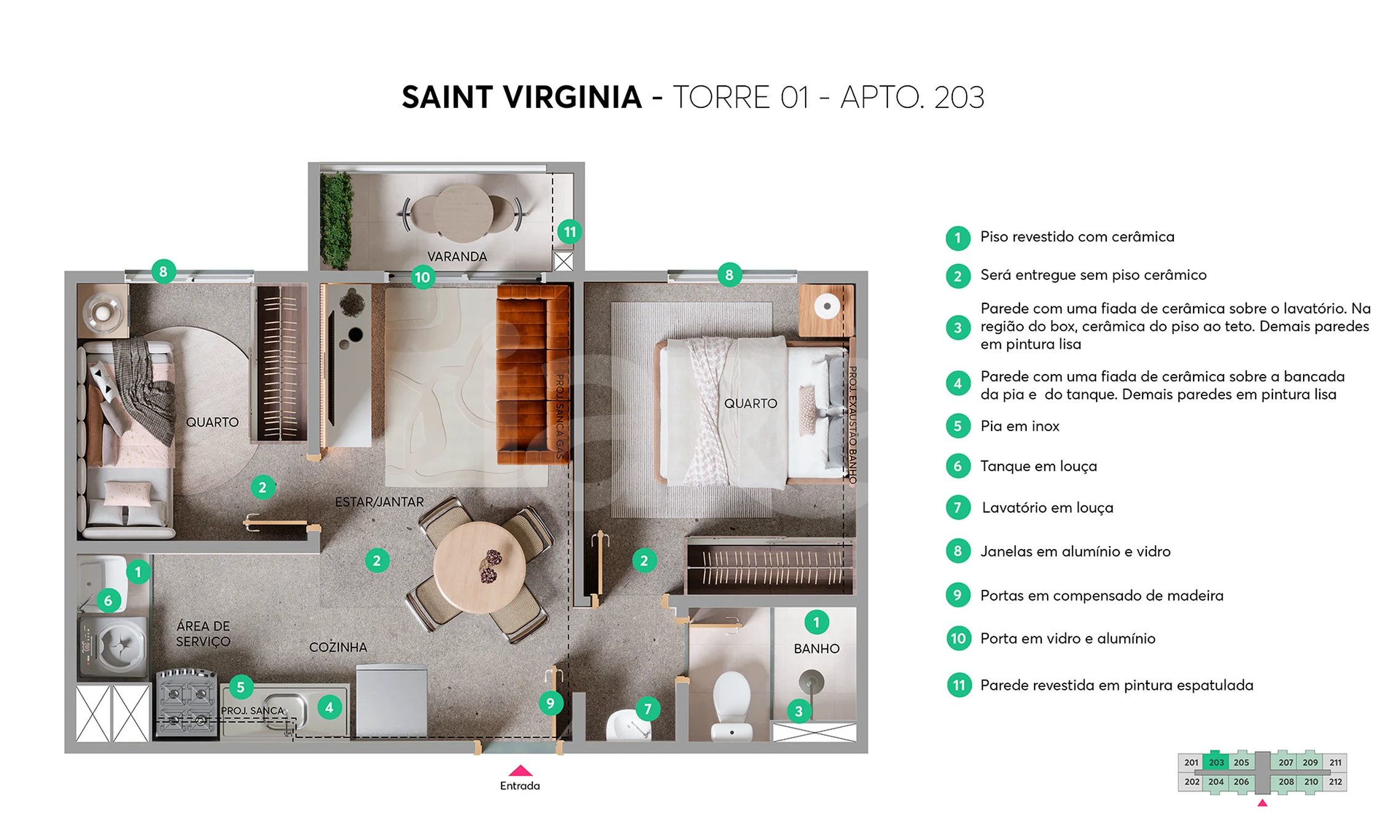 Planta — Apartamento 32,73 m²
