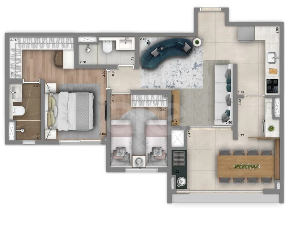 Planta — Apartamento 67,45 m²