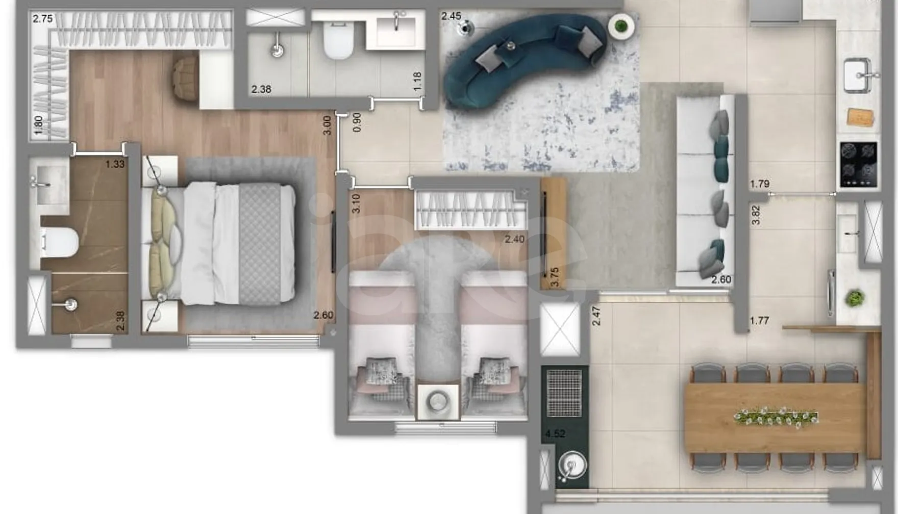 Planta — Apartamento 67,45 m²